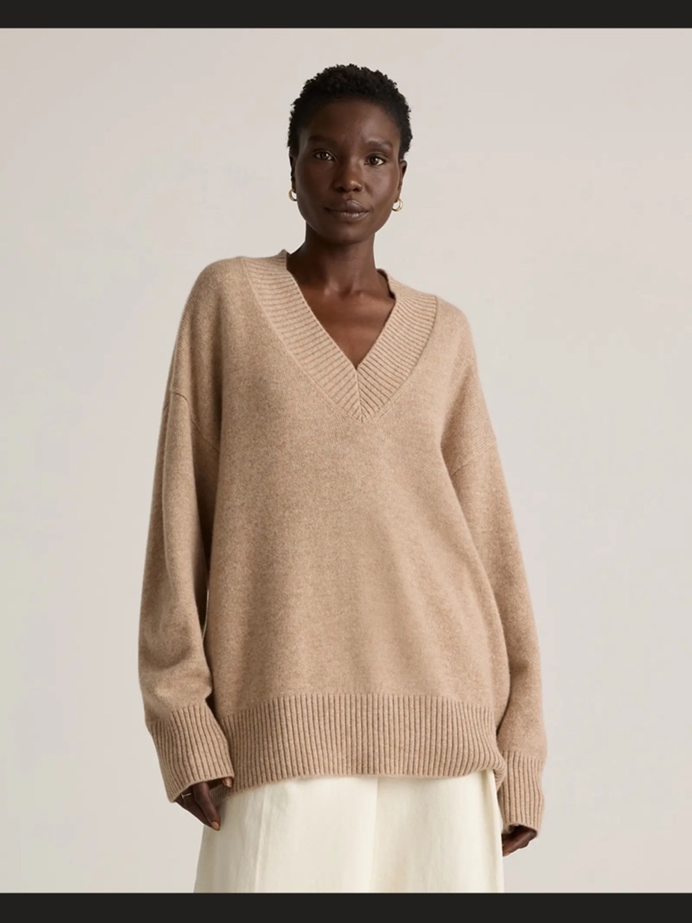 NEW Quince cashmere oversized V neck size L
